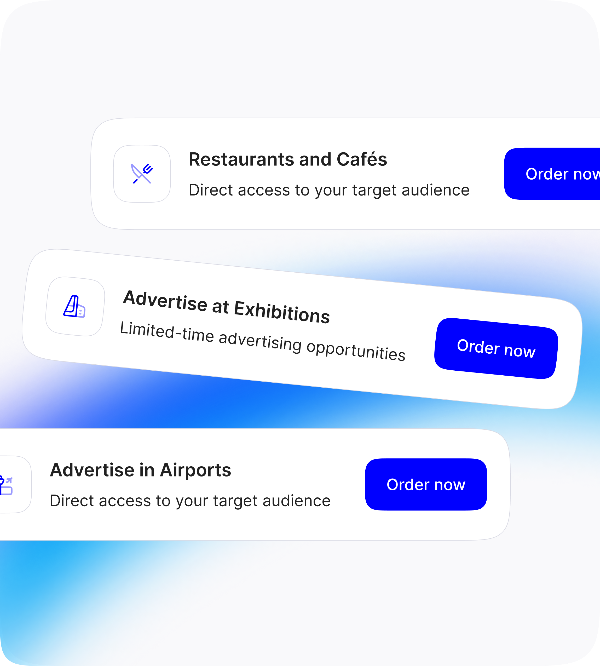 Restaurant and Cafe Cards Interface
